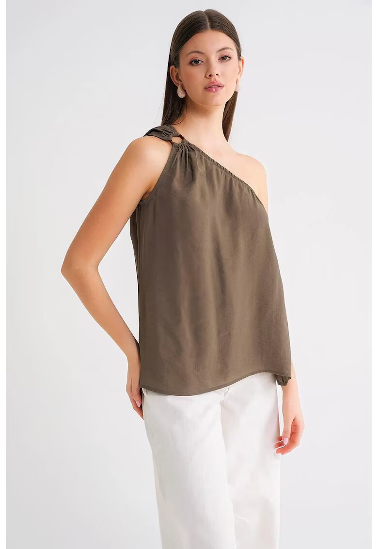 Mixray Maiou dama - top detaliat cu accesorii - verde kaki - textil