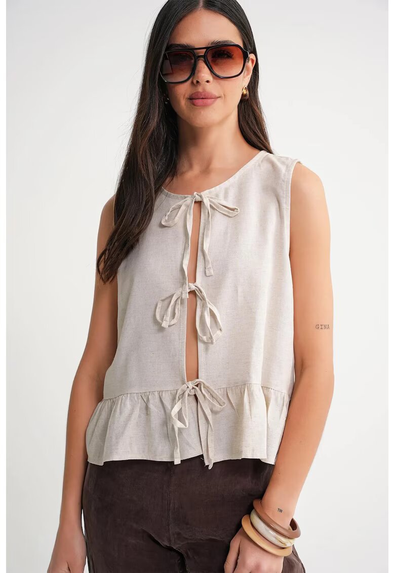 Mixray Maiou dama - volane - nod in fata - natural - textil