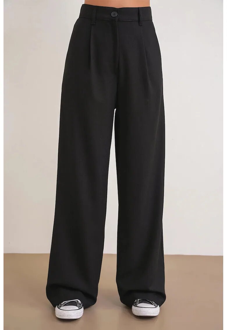 Mixray Pantaloni dama - Palazzo - talie inalta - negru - textil