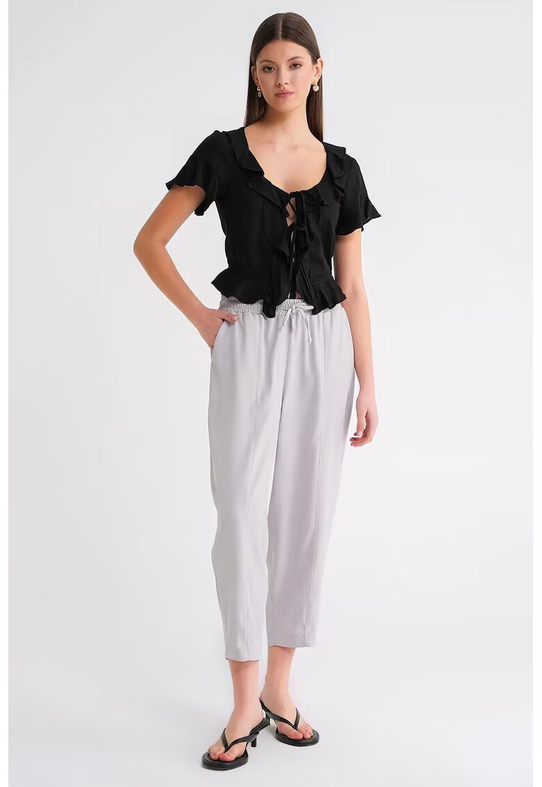 Mixray Pantaloni dama - Salwar Fit - snur - gri - textil