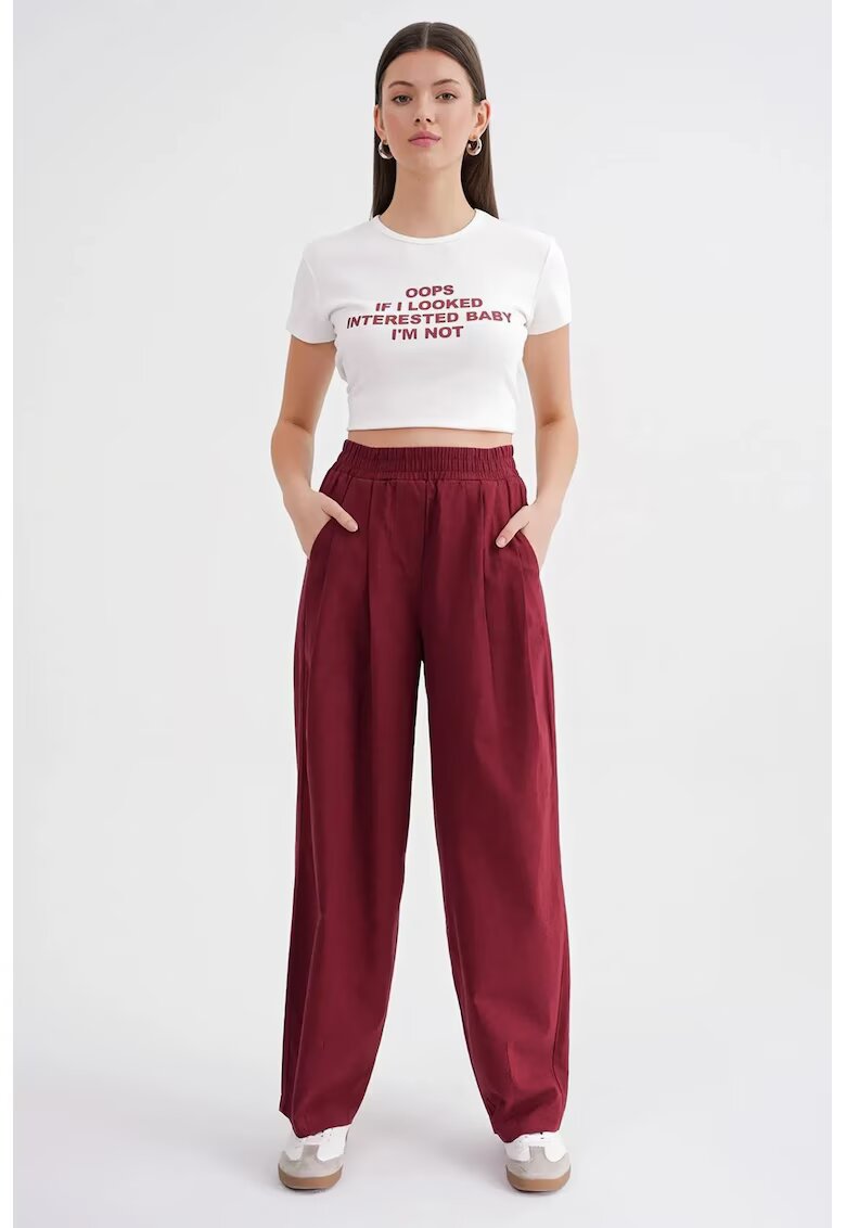 Mixray Pantaloni dama - Straight Fit - rosu burgundy - textil