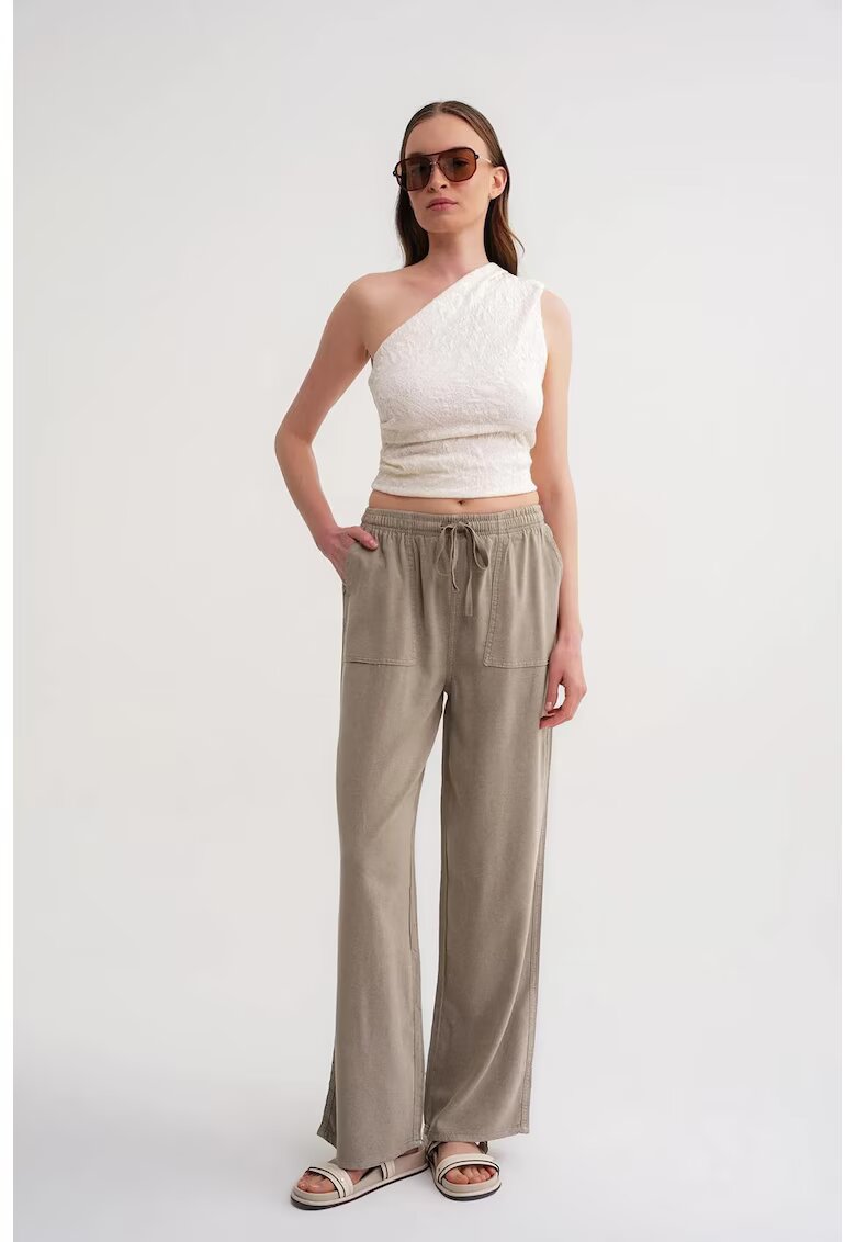 Mixray Pantaloni dama - talie elastica - croiala dreapta - maro camel - textil