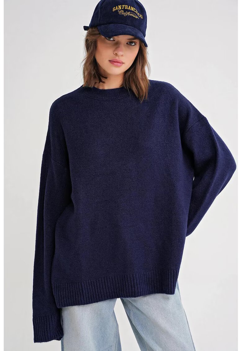 Mixray Pulover dama - HiCCUP - supradimensionat - tricot - albastru marin -