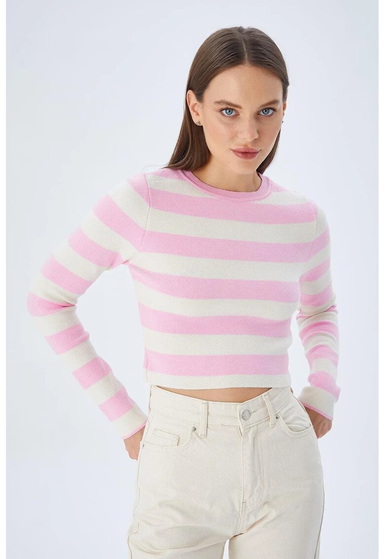 Mixray Pulover dama HiCCUP tricotat cu dungi - roz pudrat - material tricot -