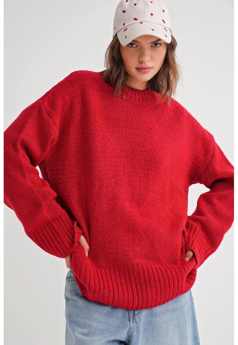 Mixray Pulover dama - supradimensionat - rosu - textil - One Size