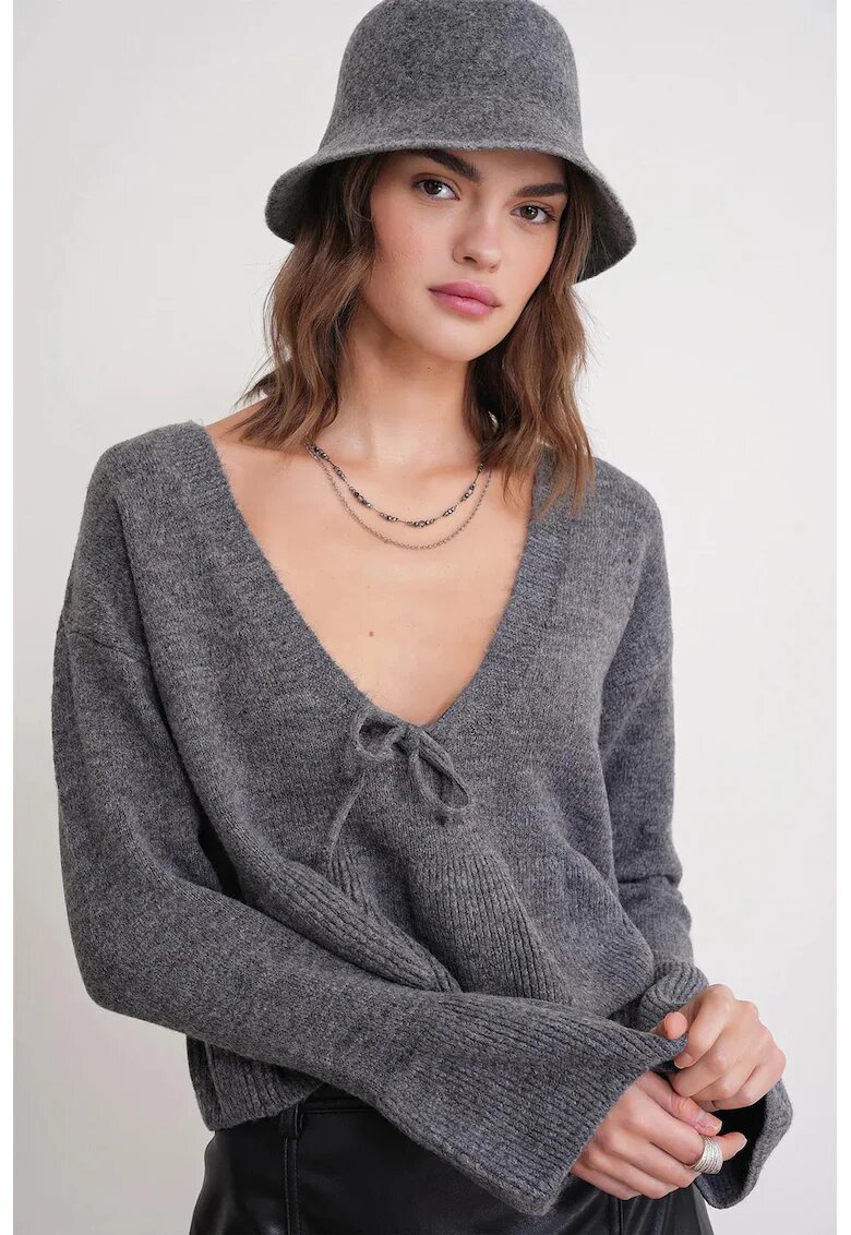 Mixray Pulover dama - Tricot - Gri inchis - One Size