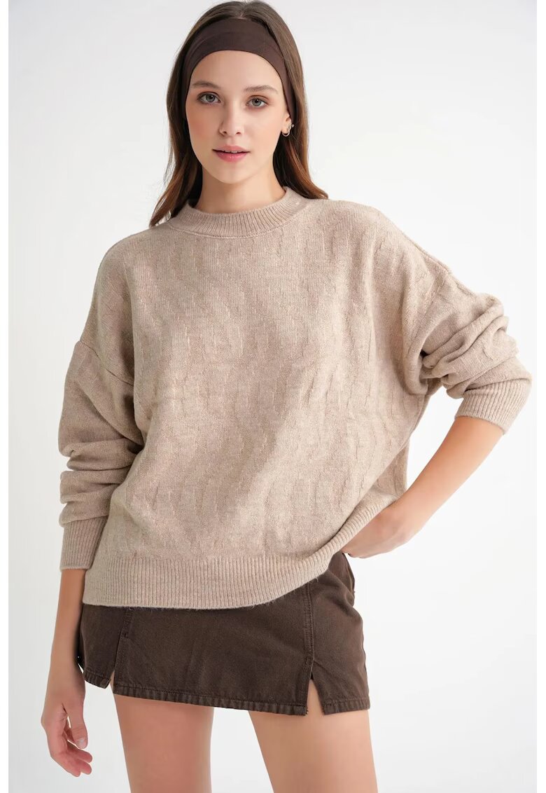 Mixray Pulover dama - tricot striat - model impletit - bej natural -