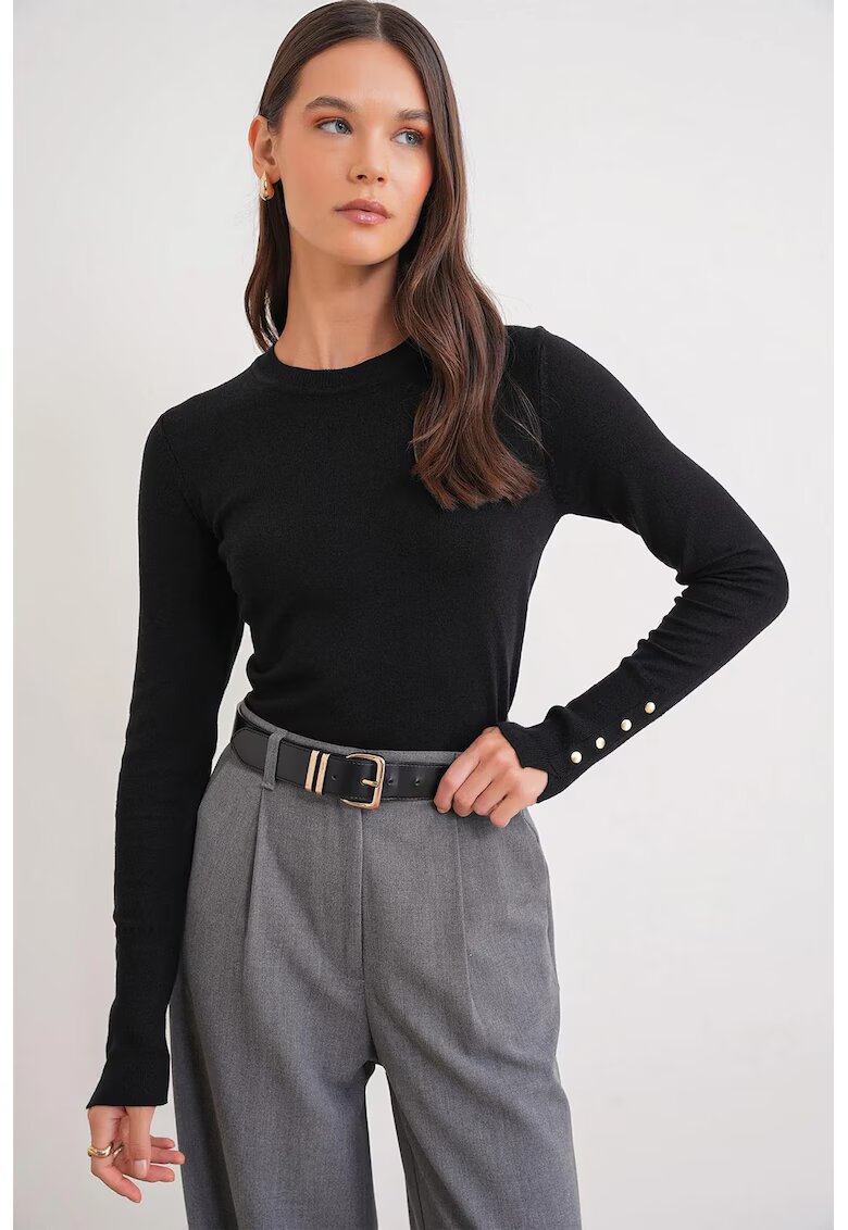 Mixray Pulover dama tricotat - Negru