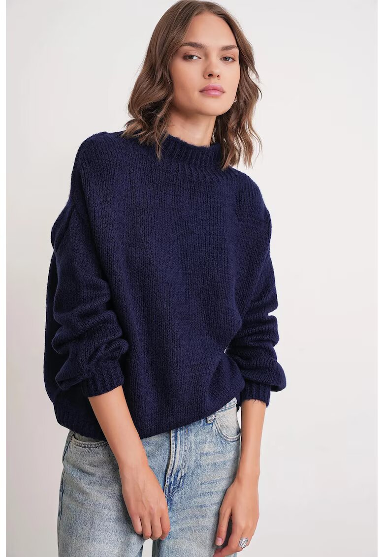 Mixray Pulover gros tricotat - Relaxed Fit - albastru marin - tricot -