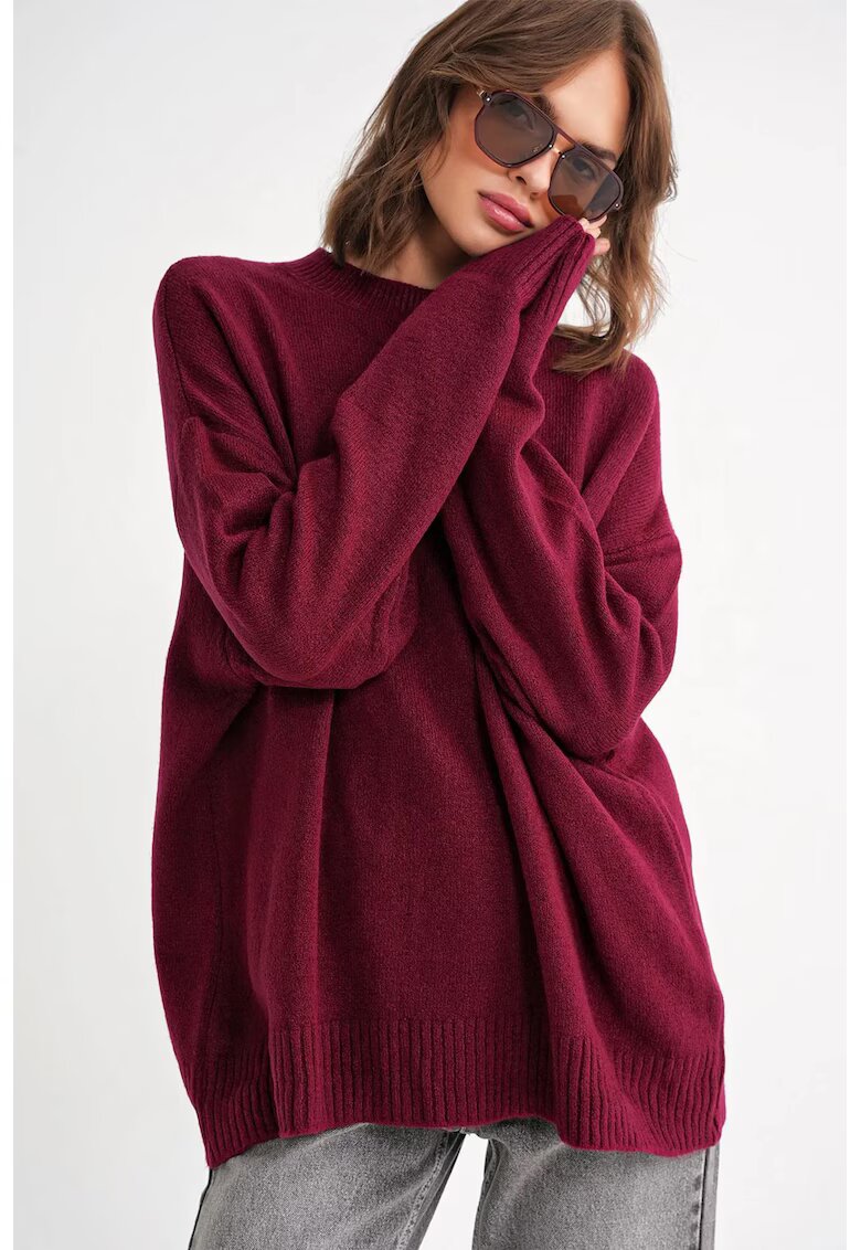 Mixray Pulover tricotat supradimensionat HiCCUP - burgundy - tricot -