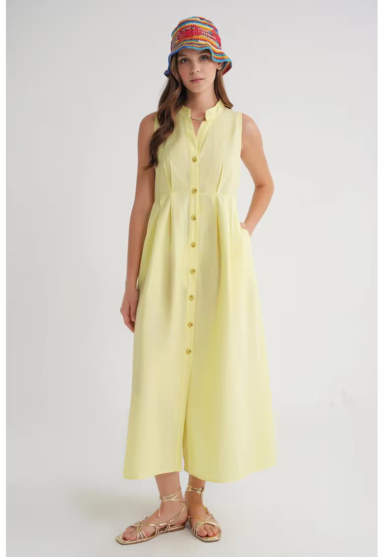 Mixray Rochie maxi - HiCCUP - guler tippet - galben - textil