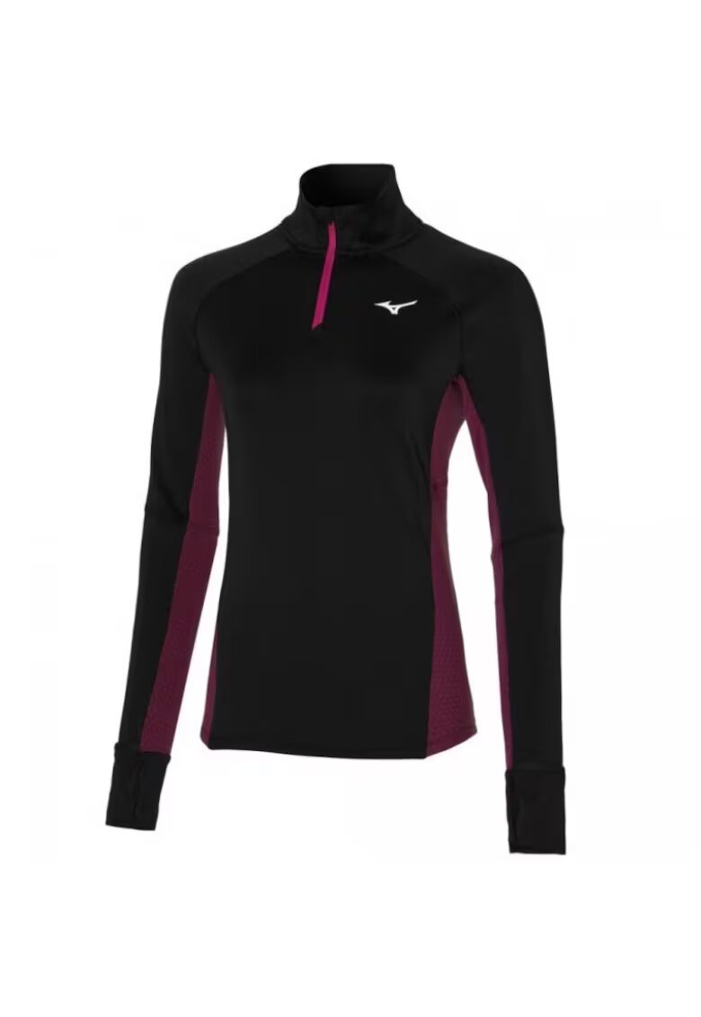 Mizuno Bluza alergare dama Warmalite Half Zip - Negru/Roz
