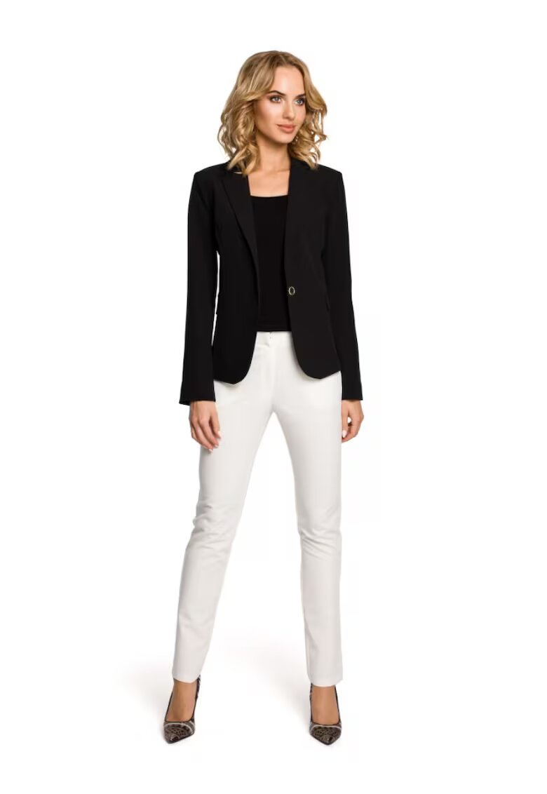 Moe Blazer elegant . Cu nasture. Poliester. Viscoza - Negru