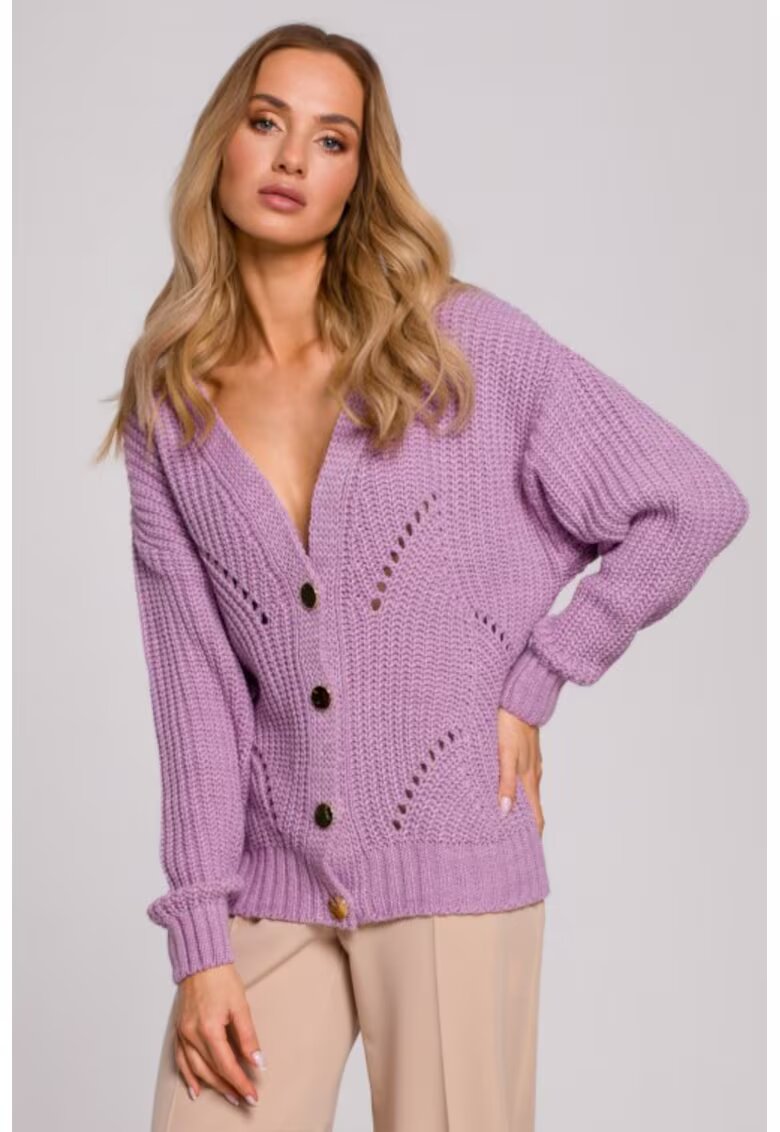 Moe Cardigan cu model perforat - - Mov