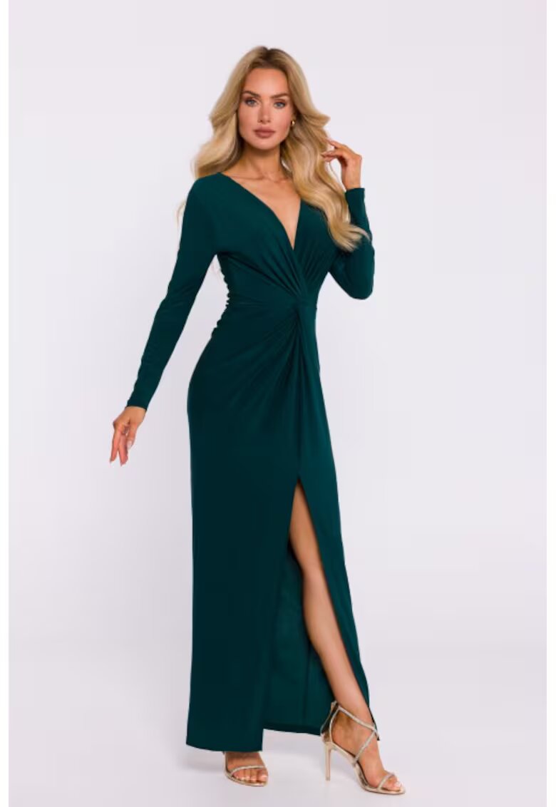 Moe Rochie din tricot elastic cu impletitura - Verde sticla