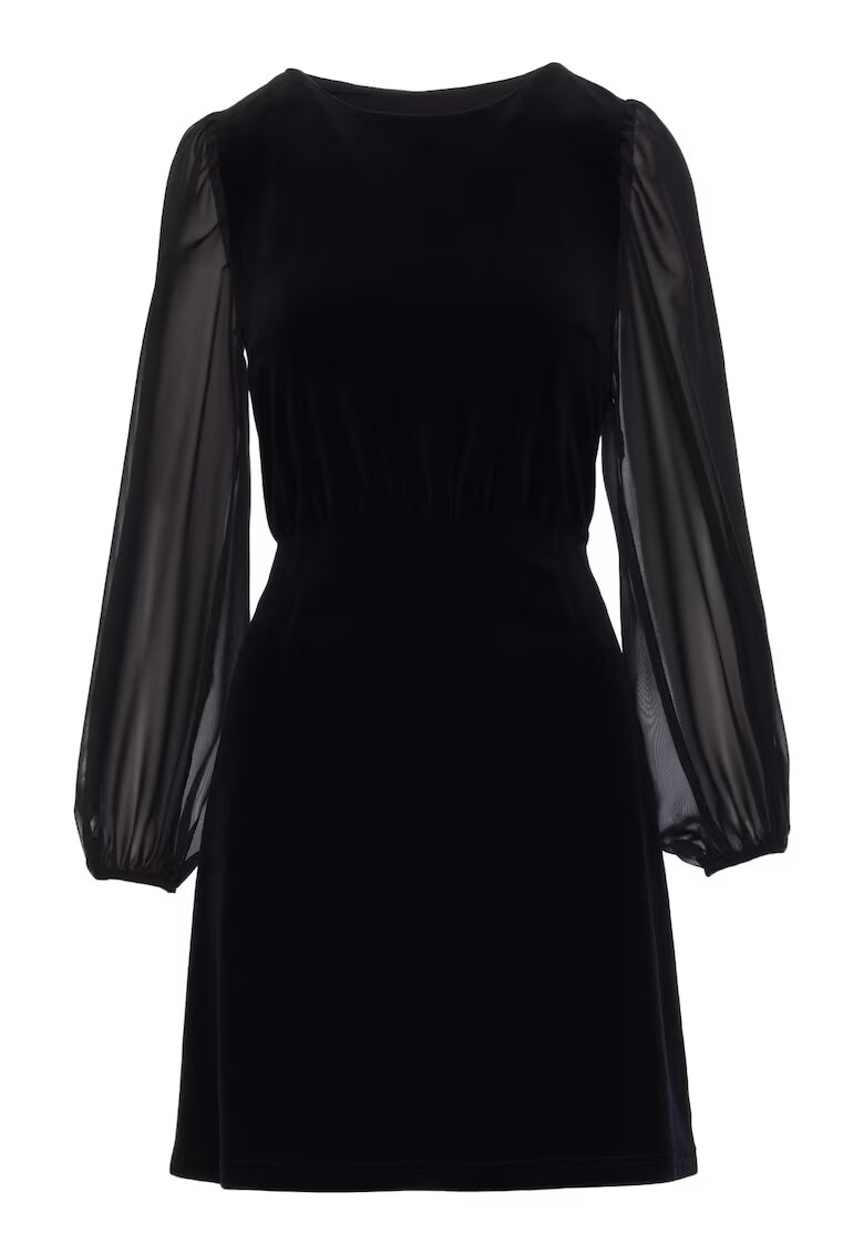Moe Rochie din velur cu maneci din sifon - Negru