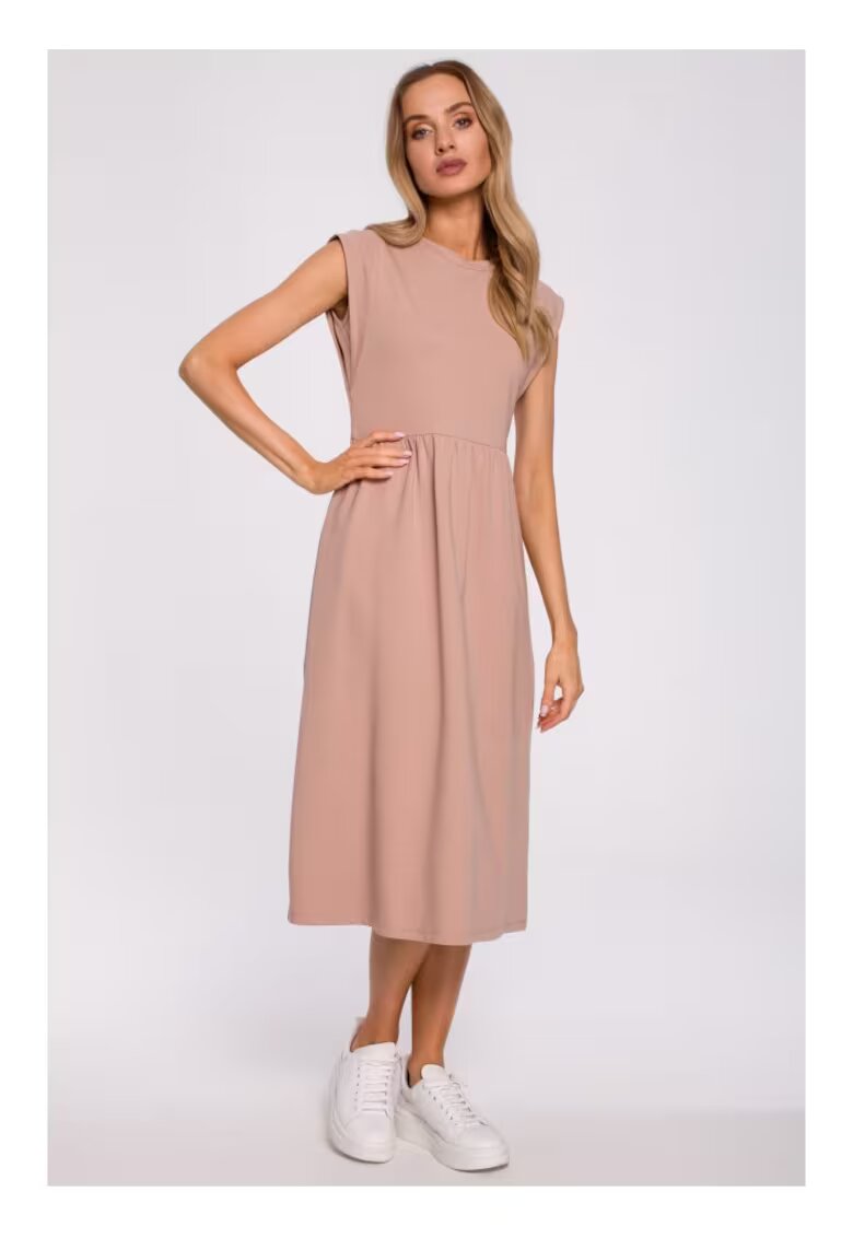 Moe Rochie midi cu maneci impodobite - mocha - Maro deschis
