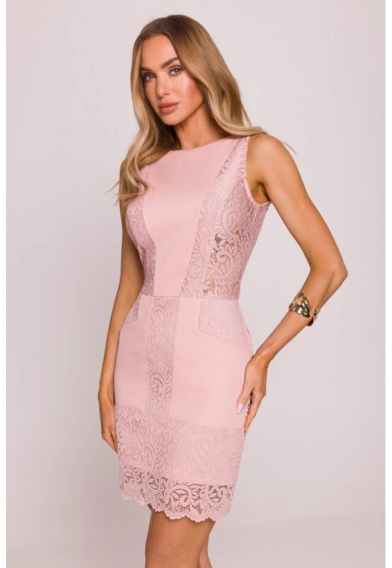 Moe Rochie tip creion cu insertii din dantela - - Roz pudrat