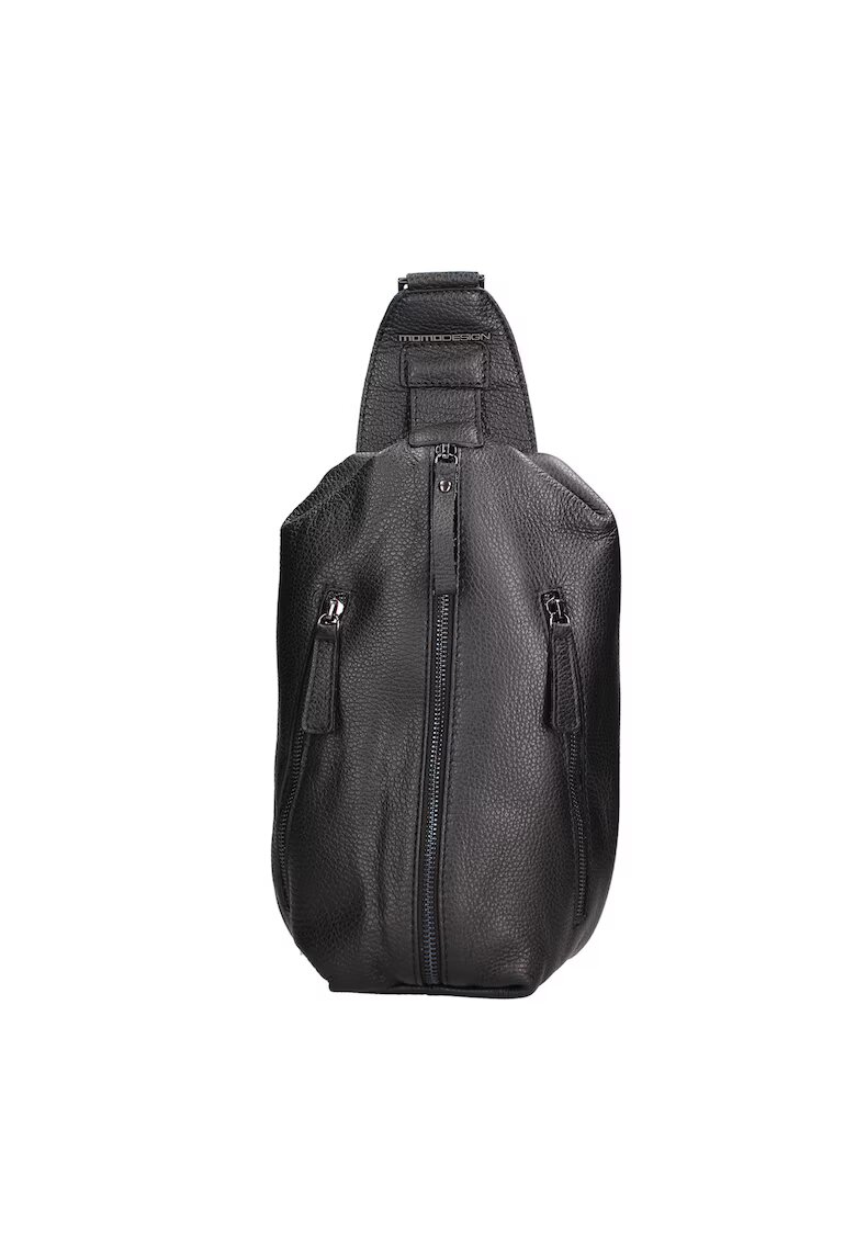 MOMO DESIGN Borseta din piele cu buzunare cu fermoar Umbria Elite - Negru