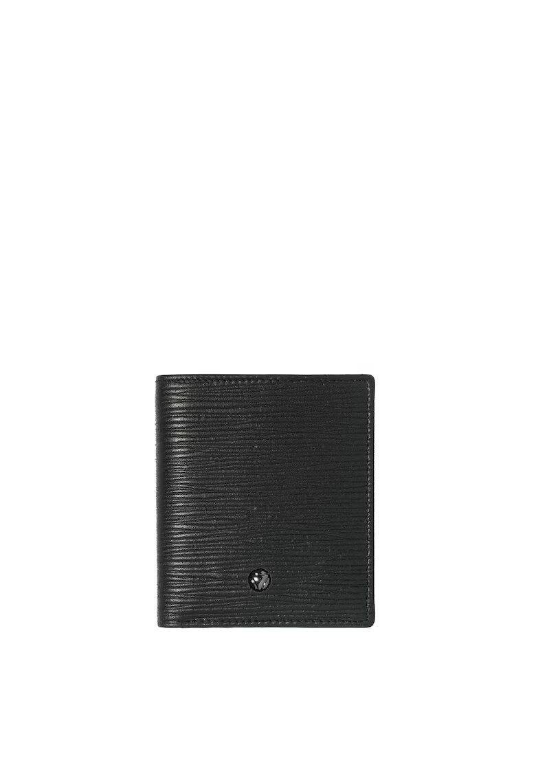 MOMO DESIGN Portofel pliabil din piele cu aspect texturat Voltaire - Negru