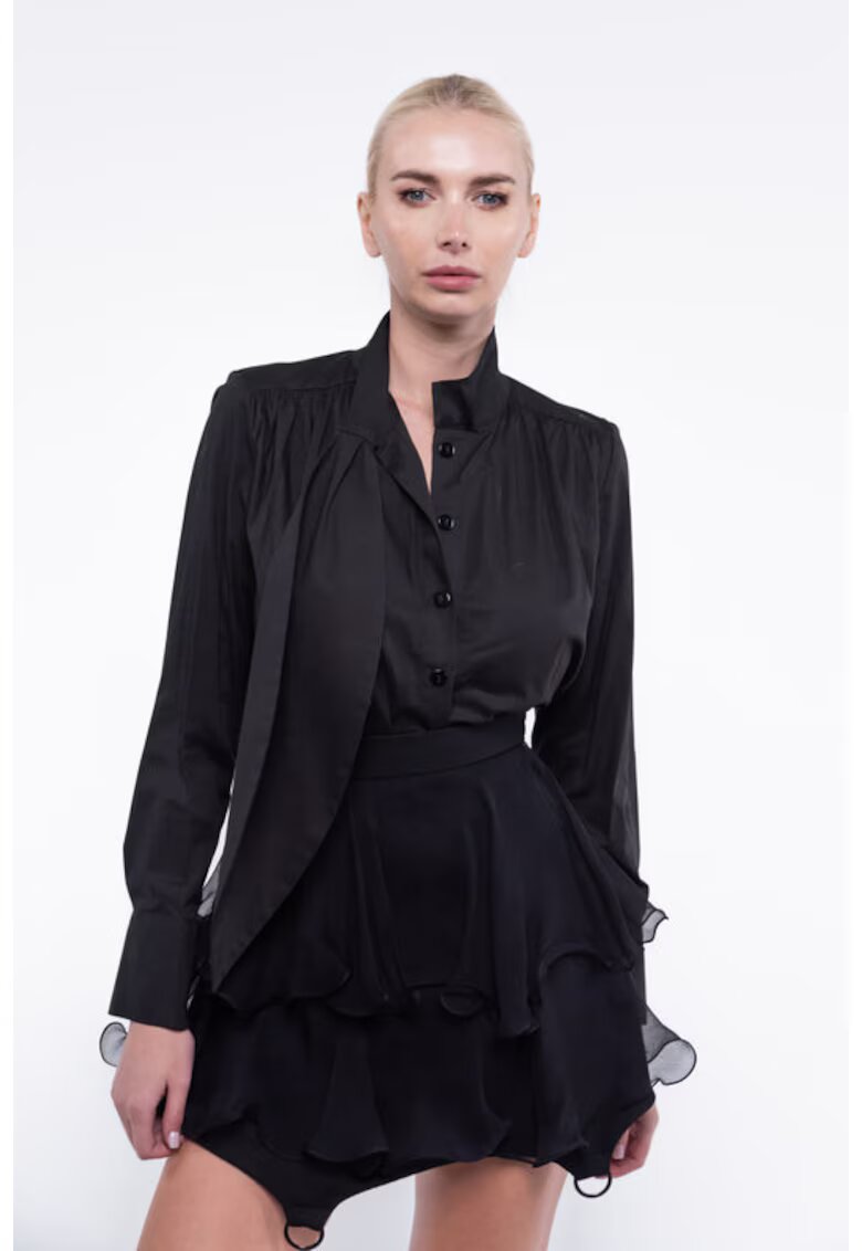Monarh design Camasa cu esarfa oversized black