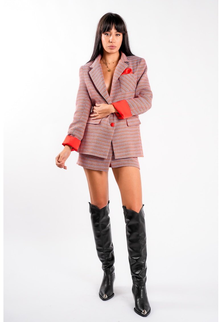 Monarh design Fusta mini din tweed corai