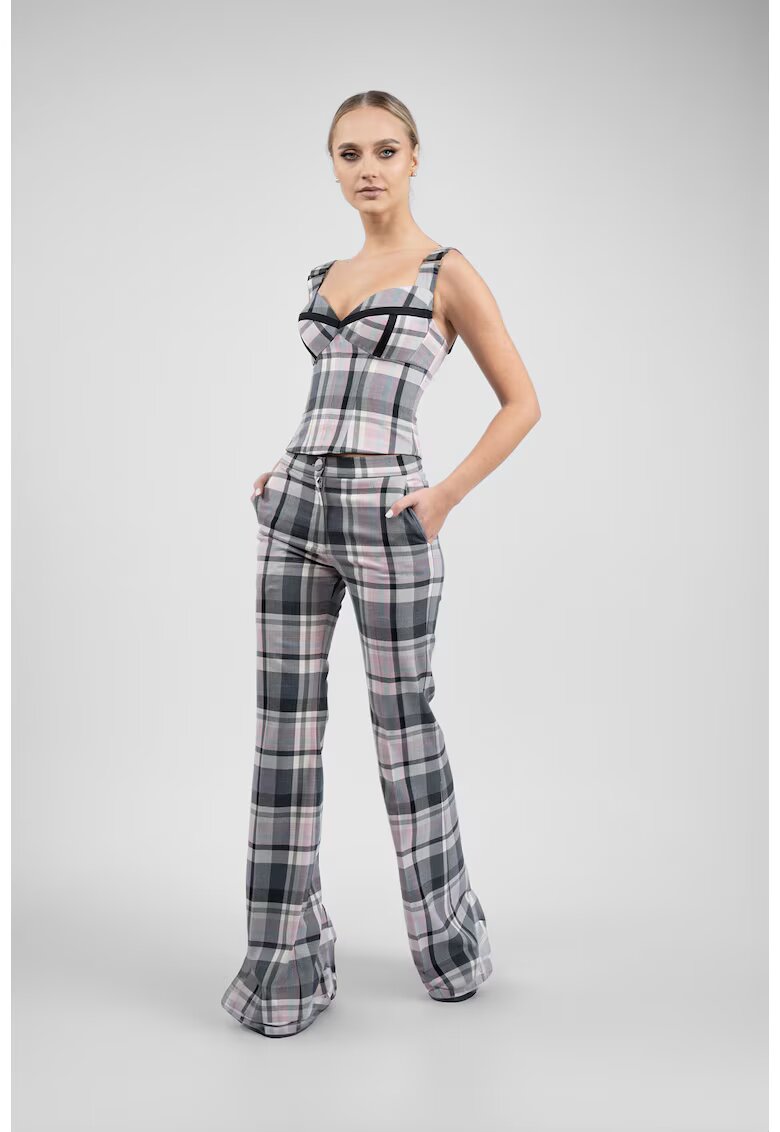 Monarh design Pantalon evazat carouri pastel