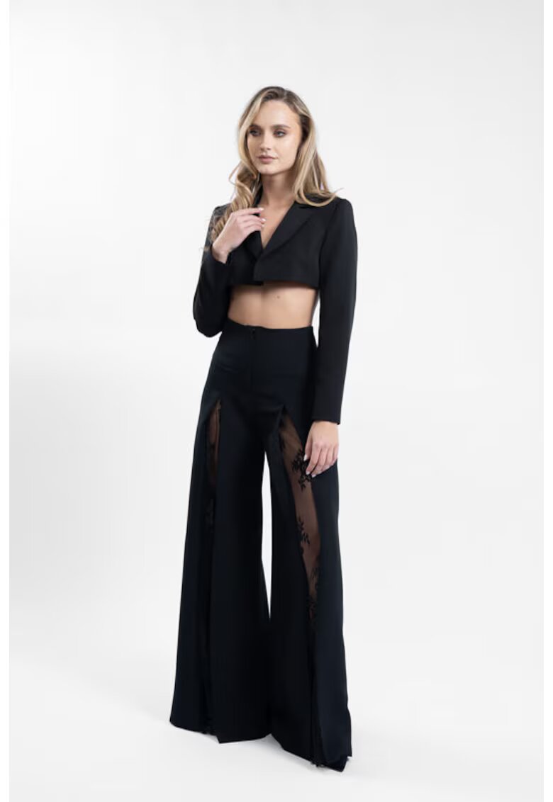Monarh design Pantaloni evazați cu inserții din dantelă Chantilly