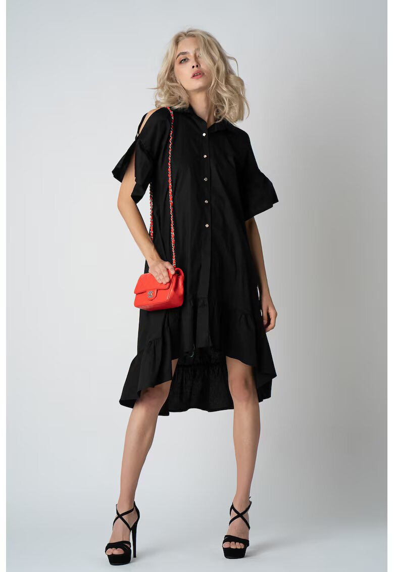 Monarh design Rochie camasa asimetrica - Negru