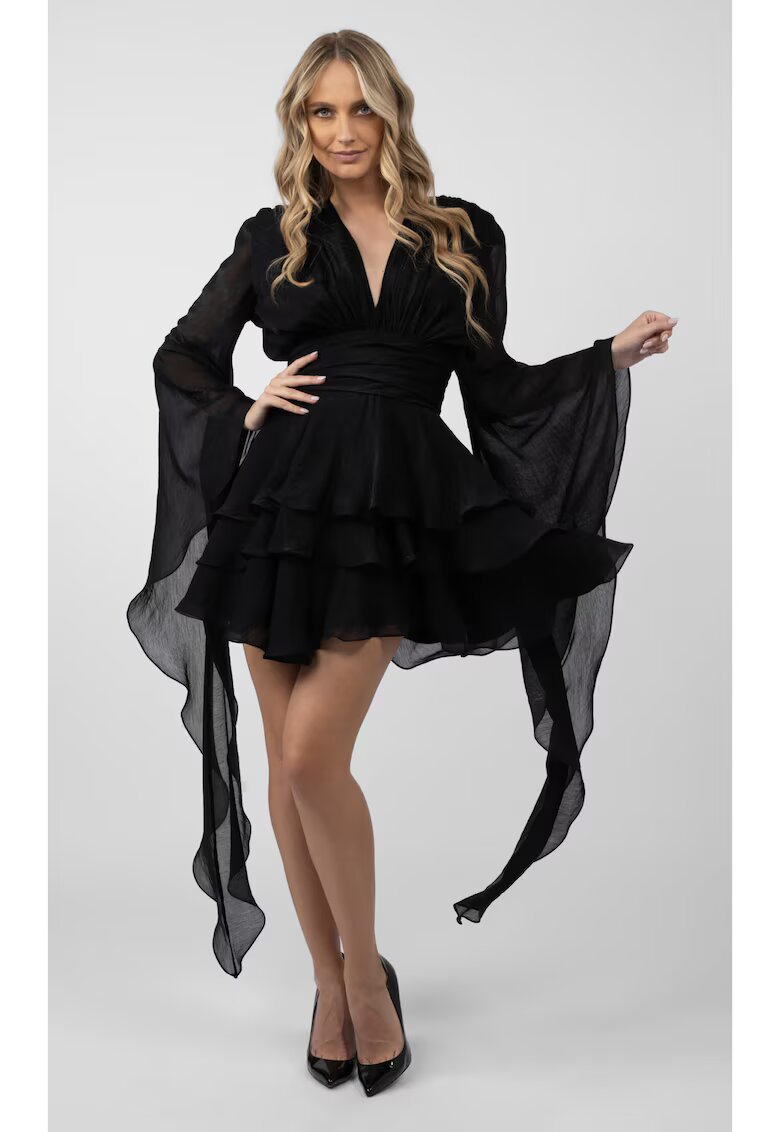 Monarh design Rochie cu volane si maneci fluide