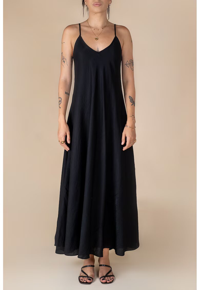Monarh design Rochie lunga A line din in - Negru