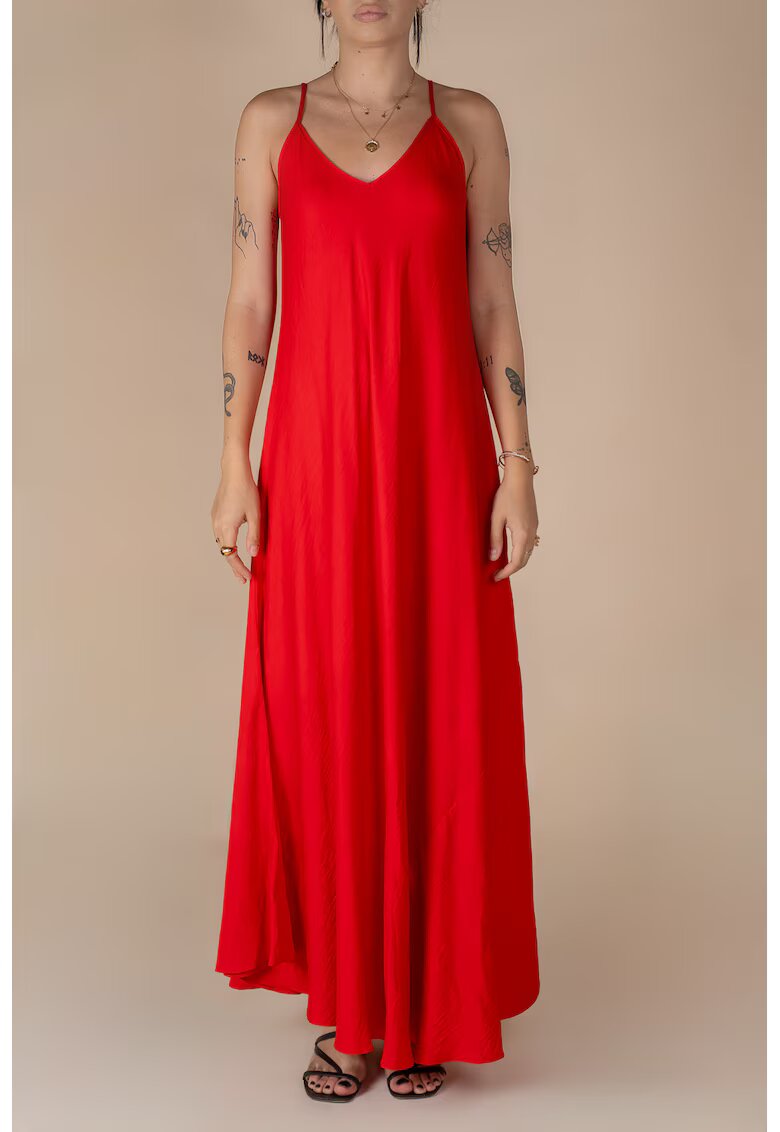 Monarh design Rochie lunga A line din in Red