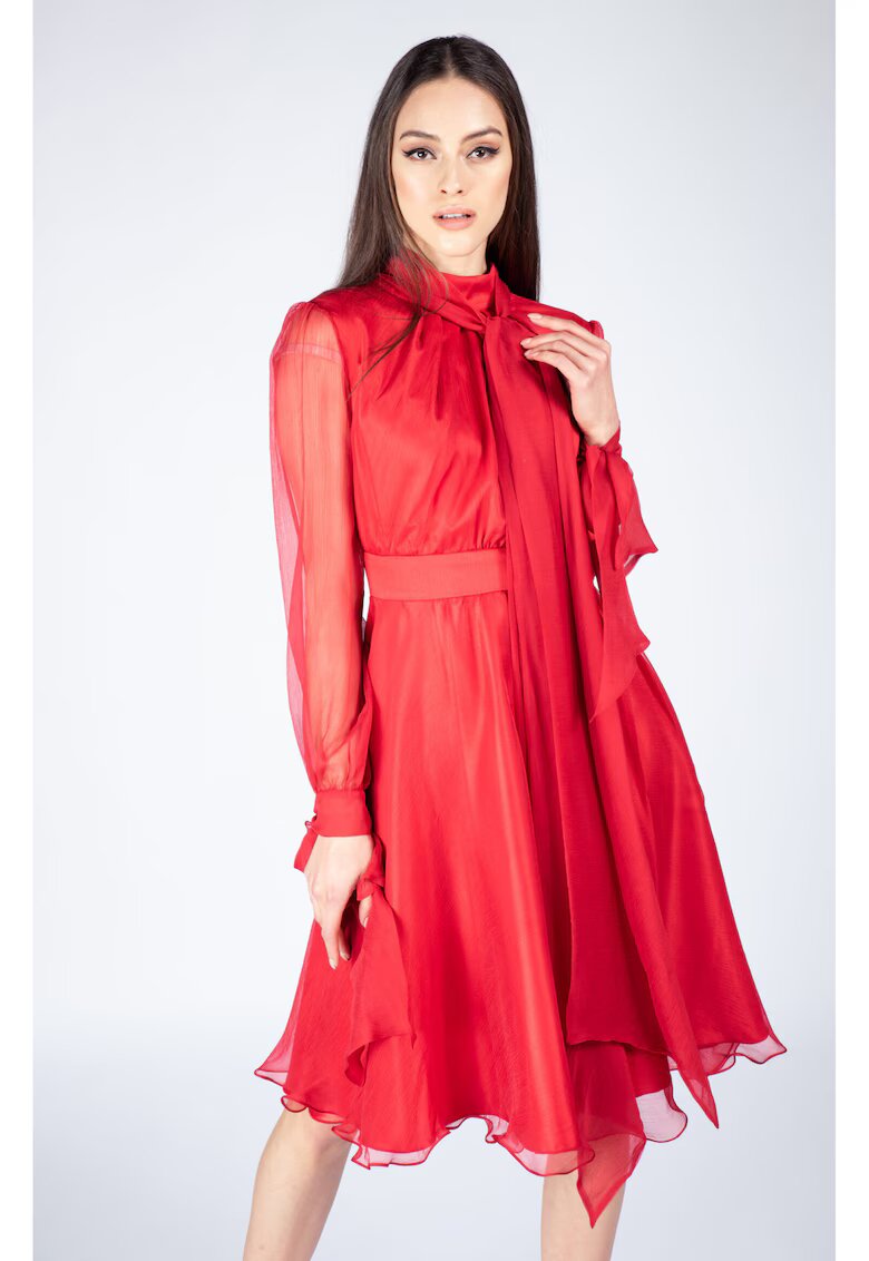 Monarh design Rochie matase cu esarfe