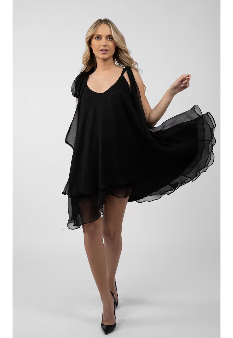 Monarh design Rochie mini cu esarfe - Negru