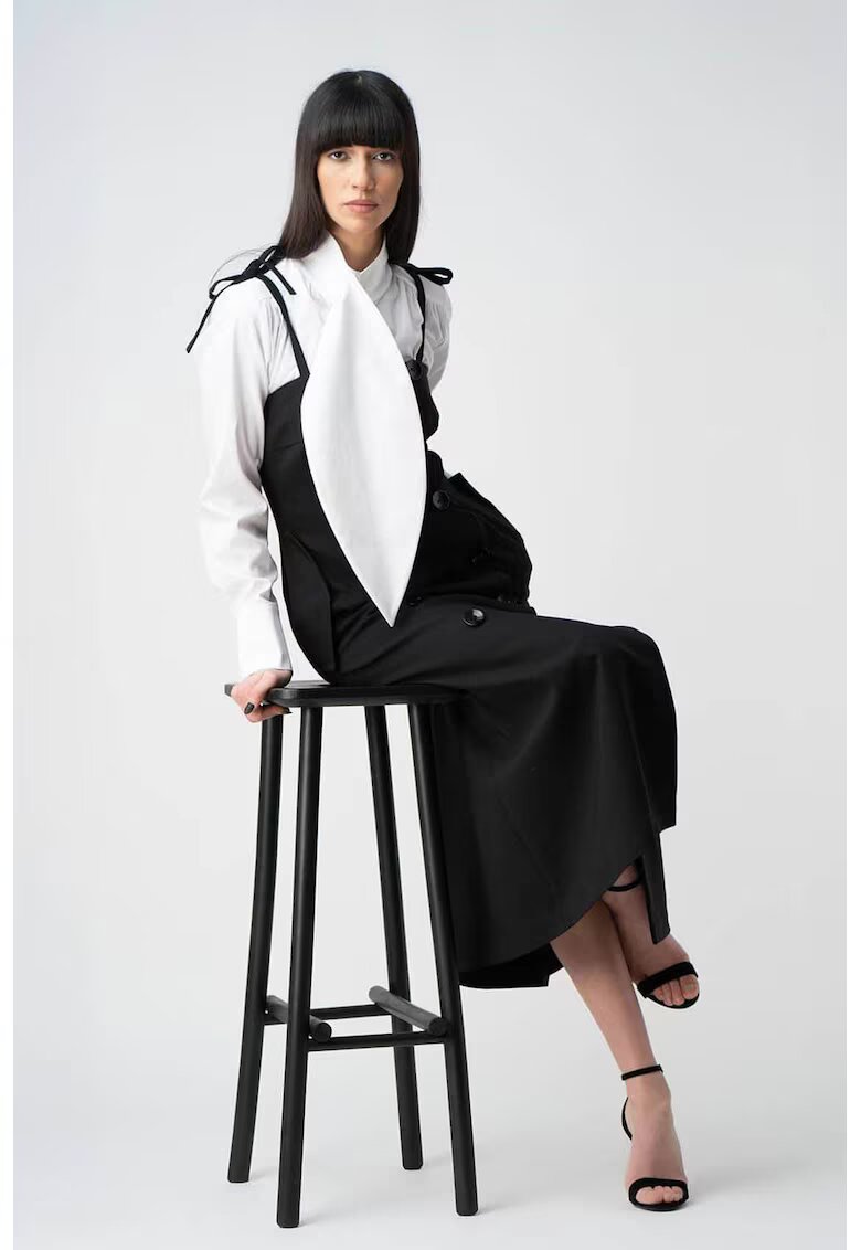 Monarh design Sarafan negru midi cu buzunare laterale