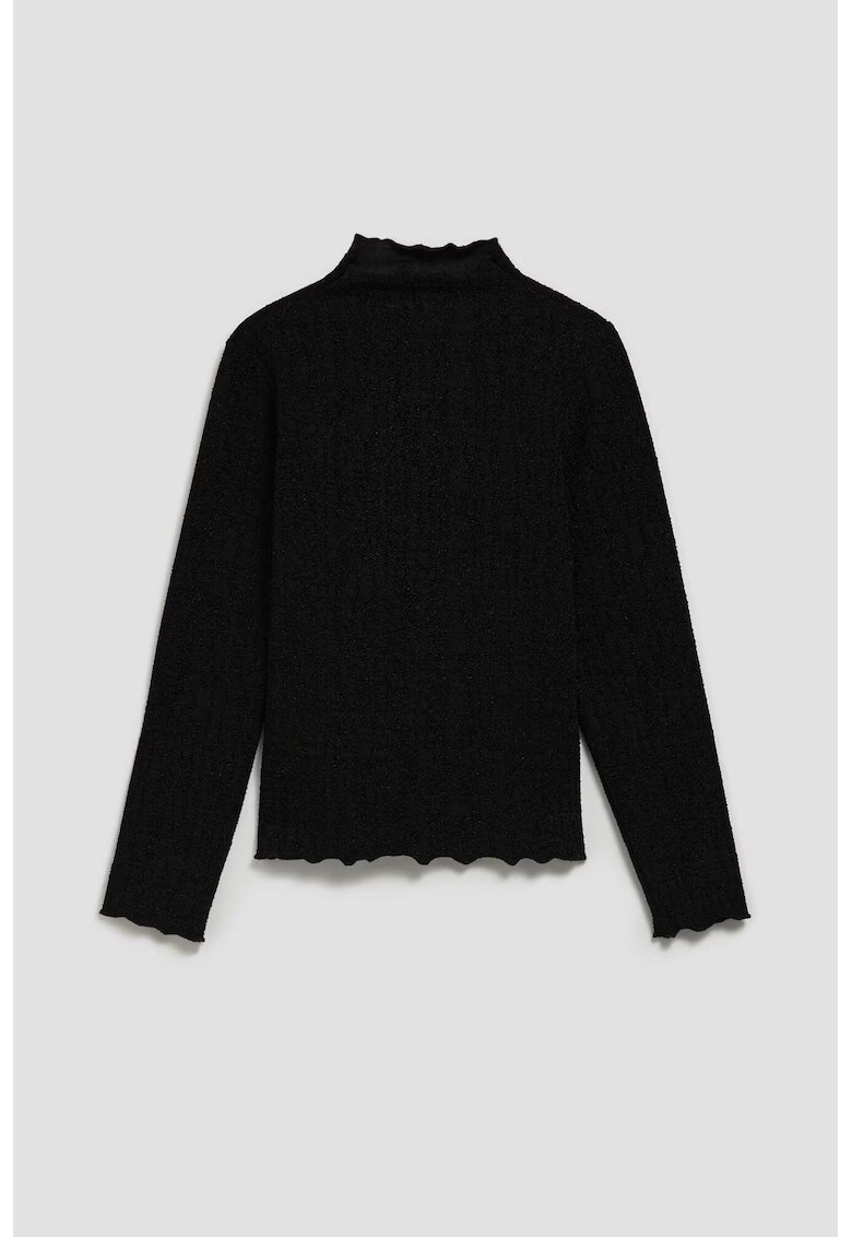 MOODO Bluza cu guler pe cu fir metalic - Negru