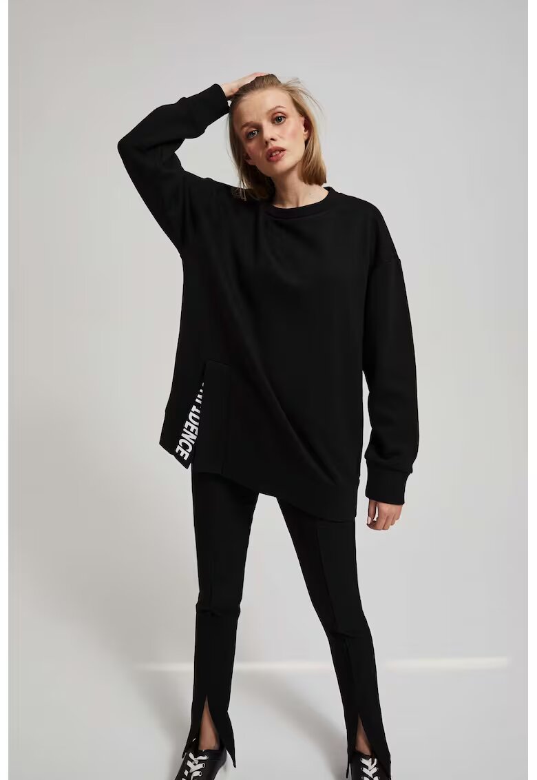 MOODO Bluza oversize cu inscriptie - Negru