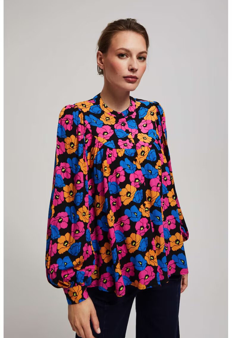 MOODO Camasa floral - Negru