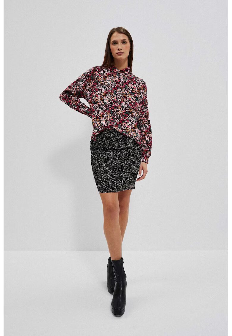 MOODO Fusta marron animal print - conica - cu captuseala - talie medie - marime