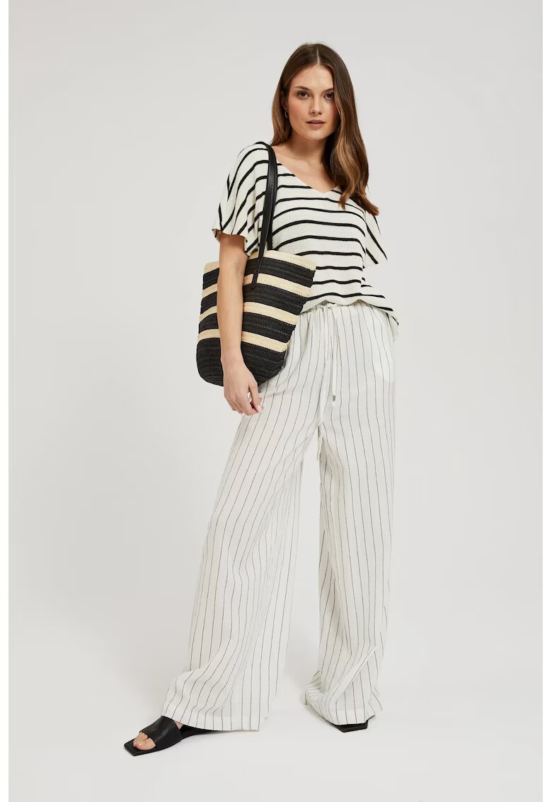 MOODO Geanta din paie cu dungi negre ONE SIZE