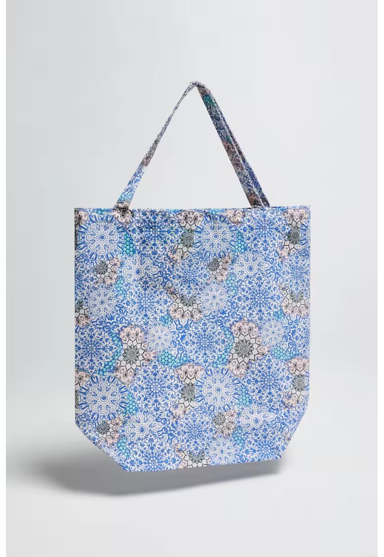 MOODO Geanta shopper - albastru - bumbac - cu model