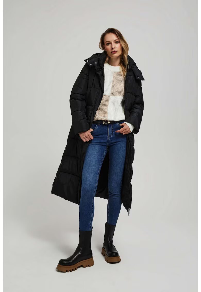 MOODO Jacheta neagra cu gluga - matlasata - Negru