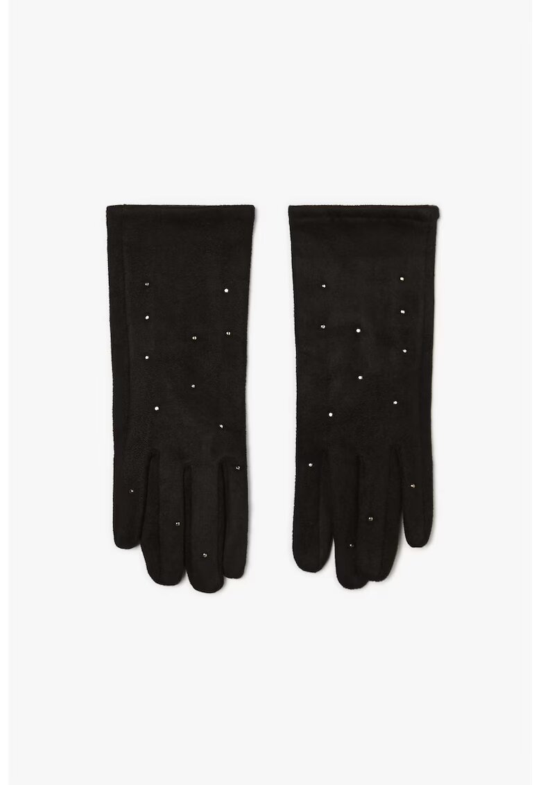 MOODO Manusi femei - negre - suede - cu tinte argintii
