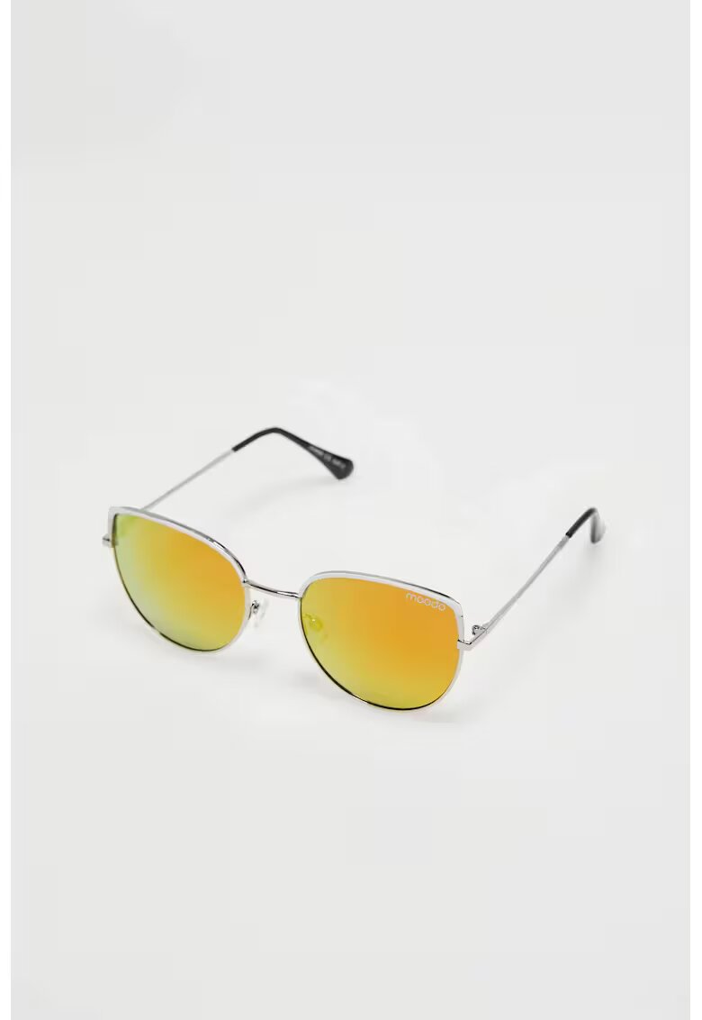 MOODO Ochelari de soare cu rame metalice argintii - lentile galbene - cat-eye -