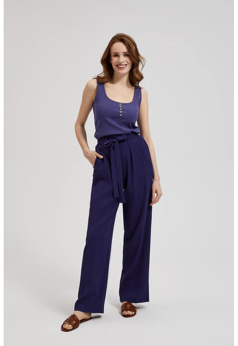 MOODO Pantaloni croiala ampla - talie înaltă - violet - Violet