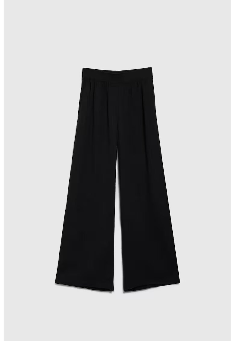 MOODO Pantaloni din bumbac negri cu picioare largi - Negru