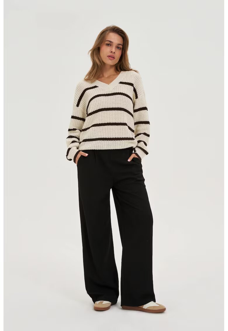 MOODO Pantaloni eleganti cu picioare wide negre - Negru