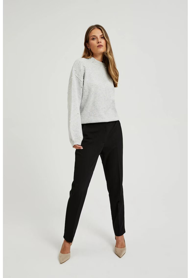 MOODO Pantaloni eleganti negri cu picioare ingustate - Negru