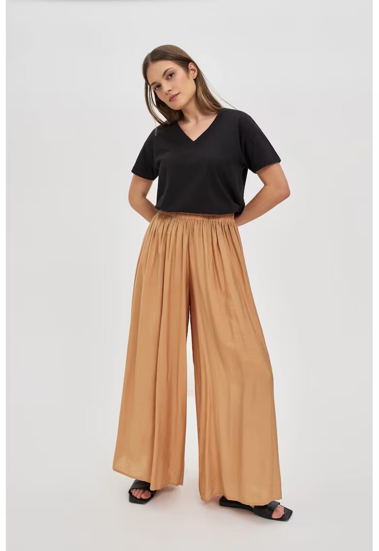 MOODO Pantaloni largi din viscoza bej - Bej