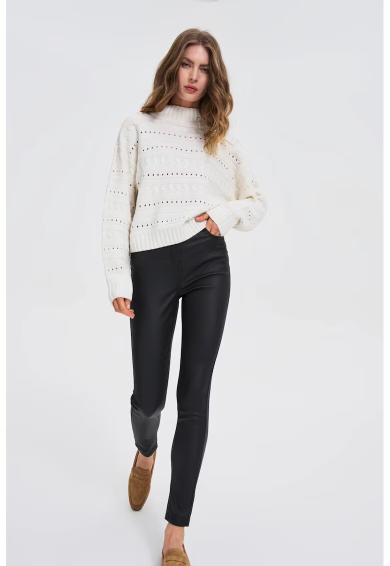 MOODO Pantaloni lucrati negri - Negru